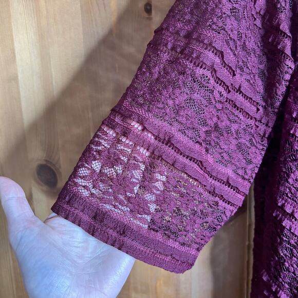 Catherines Lace V-Neck Blouse Women’s 1X Burgundy Fairy Grunge Whimsigoth Boho - Picture 5 of 6